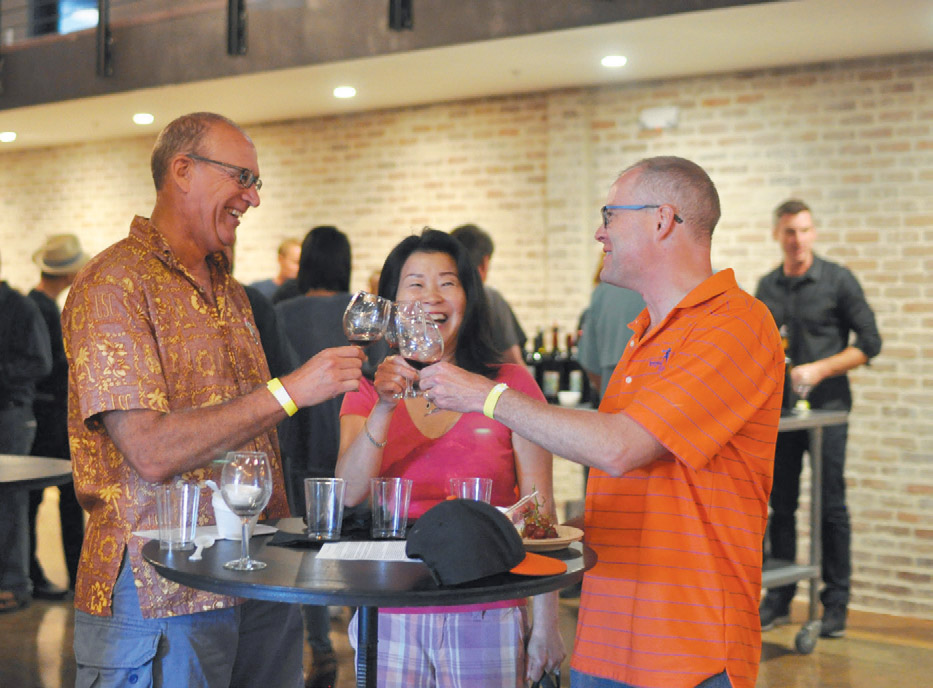 Group of friends tasting wine