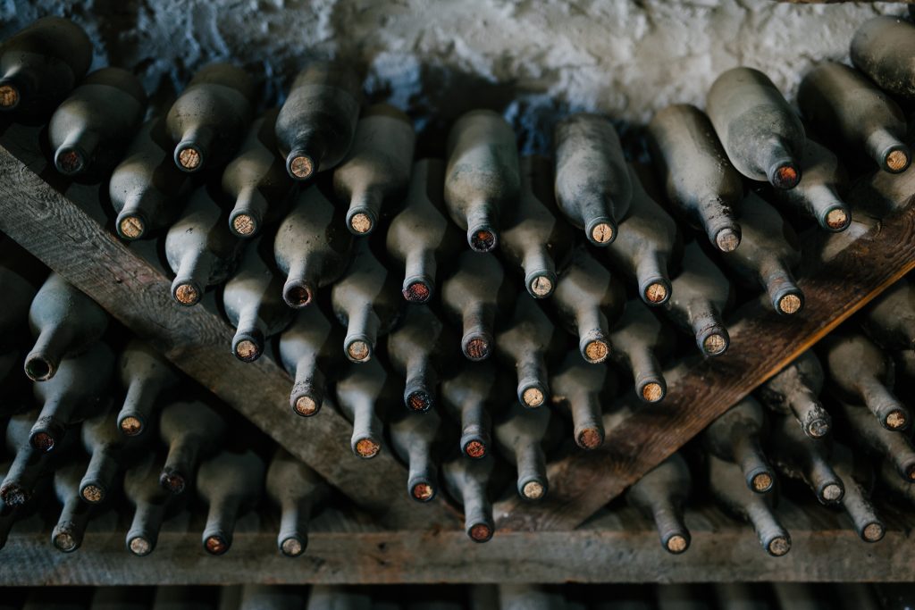old wines bottles in cellar