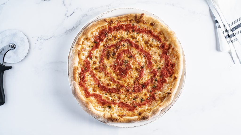 Classic Cheese Pizza with Tomato Swirl