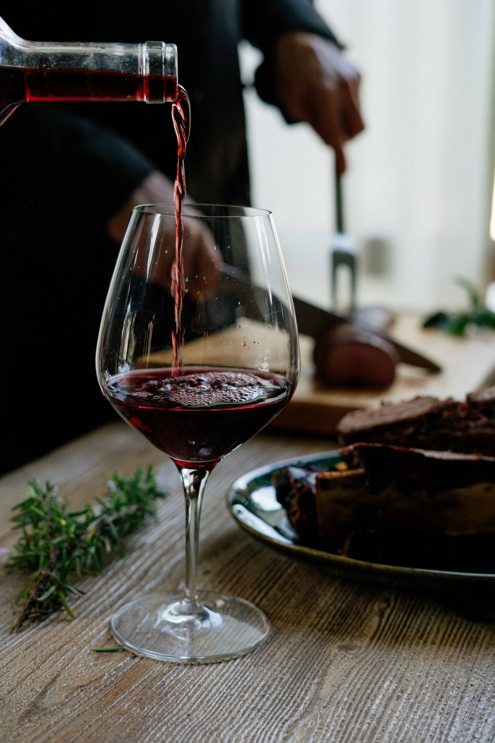 A fall dinner with a perfect glass of red wine